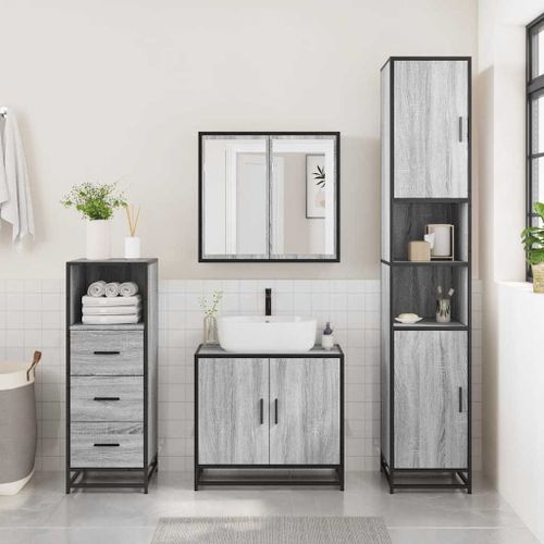 Armoire de salle de bain sonoma gris 35x37,5x100 cm - Photo n°3; ?>