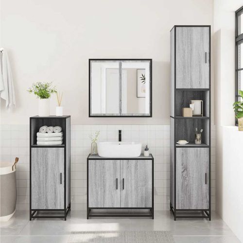 Armoire de salle de bain sonoma gris 35x37,5x100 cm - Photo n°3; ?>