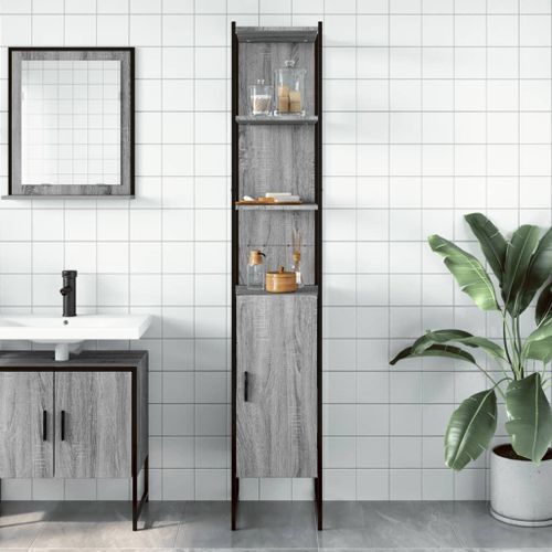 Armoire de salle de bain sonoma gris bois d'ingénierie - Photo n°3; ?>