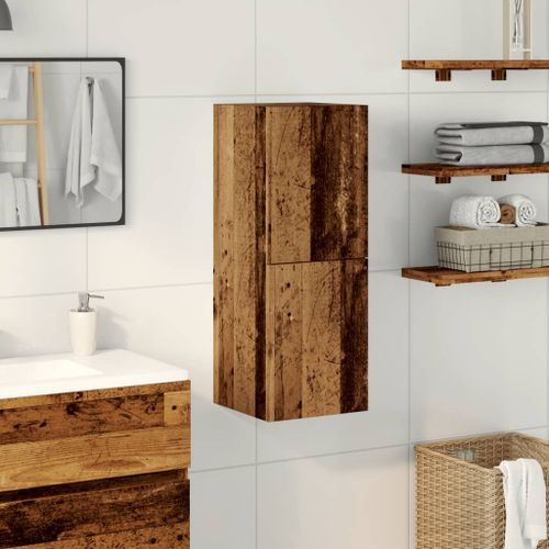 Armoire de salle de bain suspendue vieux bois bois d'ingénierie - Photo n°2; ?>