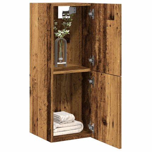 Armoire de salle de bain suspendue vieux bois bois d'ingénierie - Photo n°3; ?>