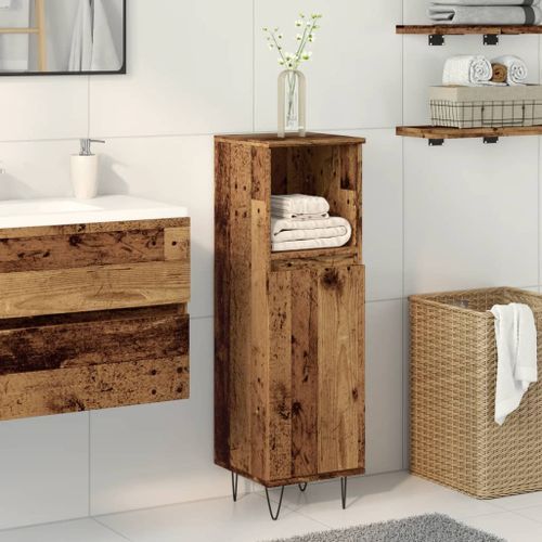 Armoire de salle de bain vieux bois 30x30x100cm bois ingénierie - Photo n°3; ?>