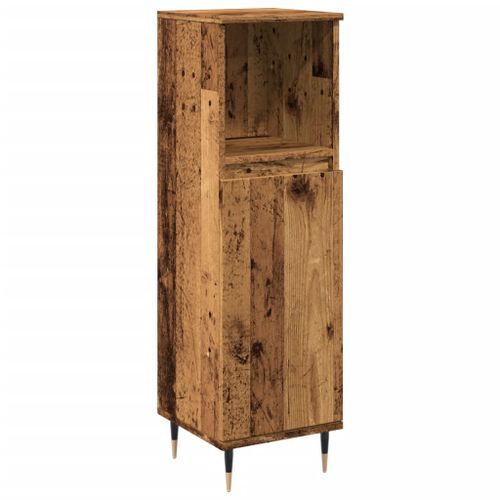 Armoire de salle de bain vieux bois 30x30x100cm bois ingénierie - Photo n°2; ?>