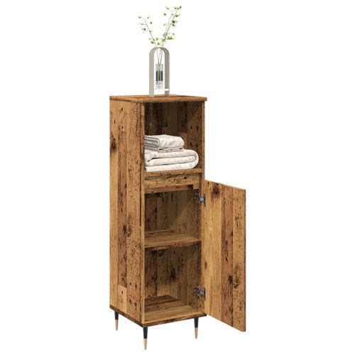 Armoire de salle de bain vieux bois 30x30x100cm bois ingénierie - Photo n°3; ?>