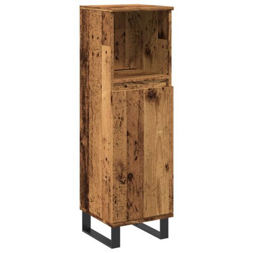 Armoire de salle de bain vieux bois 30x30x100cm bois ingénierie - Photo n°2; ?>