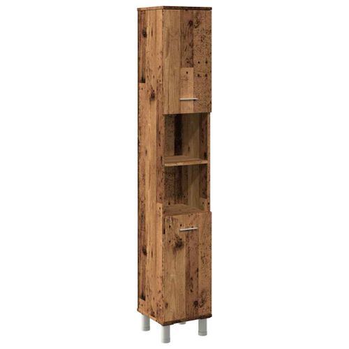 Armoire de salle de bain vieux bois 30x30x179cm bois ingénierie - Photo n°2; ?>