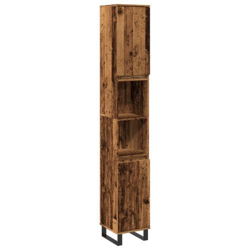 Armoire de salle de bain vieux bois 30x30x190cm bois ingénierie - Photo n°2; ?>