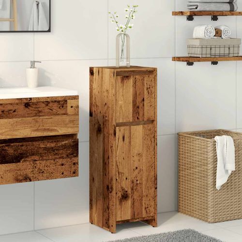 Armoire de salle de bain vieux bois 30x30x95 cm bois ingénierie - Photo n°3; ?>