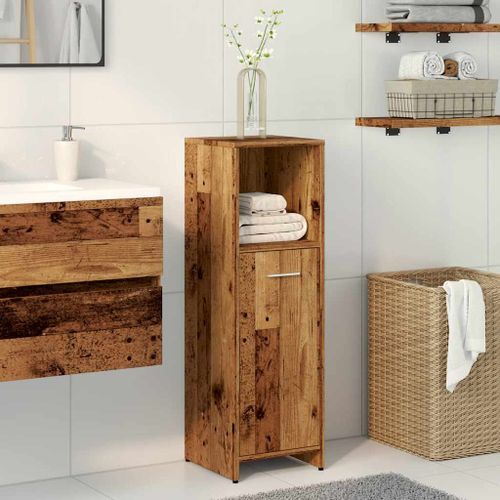 Armoire de salle de bain vieux bois 30x30x95 cm bois ingénierie - Photo n°3; ?>