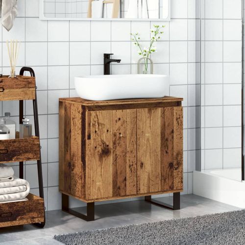 Armoire de salle de bain vieux bois 58x33x60 cm bois ingénierie - Photo n°3; ?>