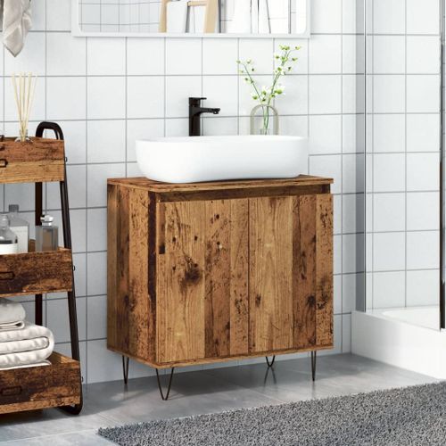 Armoire de salle de bain vieux bois 58x33x60 cm bois ingénierie - Photo n°3; ?>