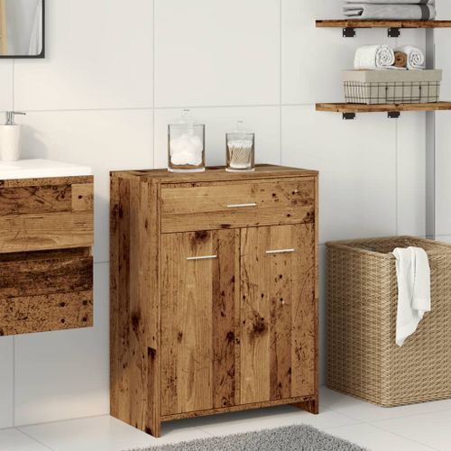 Armoire de salle de bain vieux bois 60x33x80 cm bois ingénierie - Photo n°3; ?>