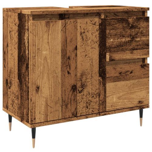 Armoire de salle de bain vieux bois 65x33x60 cm bois ingénierie - Photo n°2; ?>