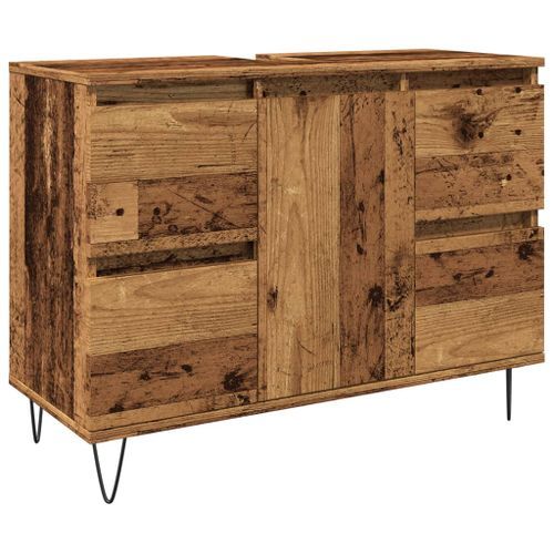 Armoire de salle de bain vieux bois 80x33x60 cm bois ingénierie - Photo n°2; ?>