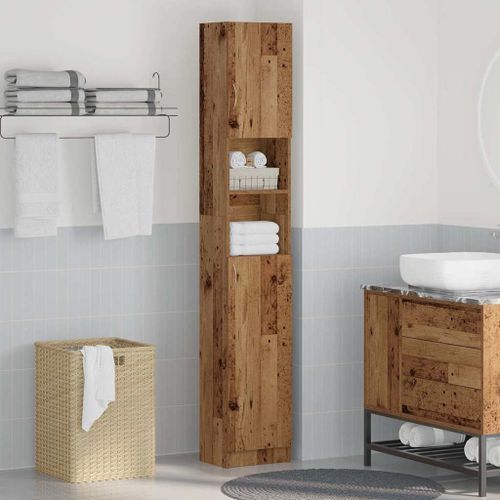 Armoire de salle de bain vieux bois bois d'ingénierie - Photo n°3; ?>