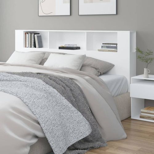 Tête de lit avec rangement Blanc 200x18,5x104,5 cm - Photo n°2; ?>