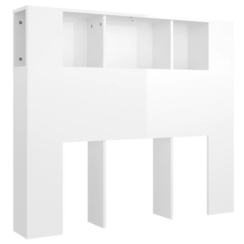 Armoire de tête de lit blanc brillant 120x18,5x102,5 cm - Photo n°2; ?>