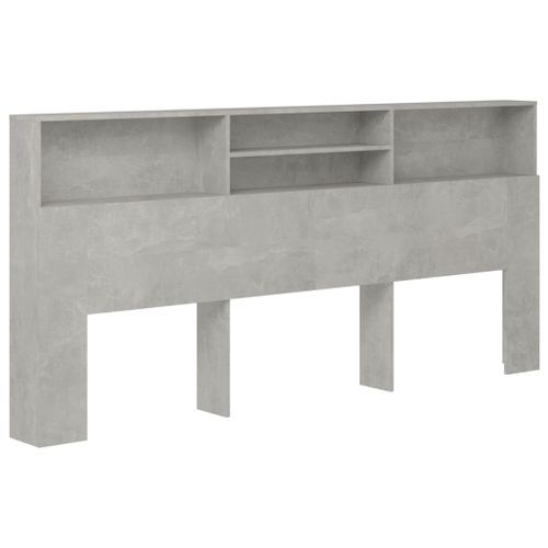 Armoire de tête de lit Gris béton 220x19x103,5 cm - Photo n°2; ?>