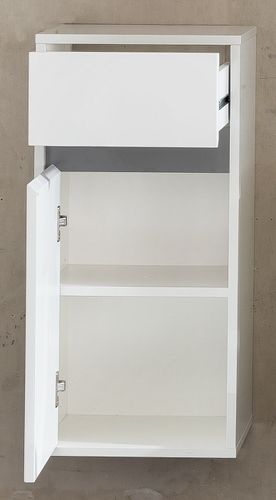 Armoire de toilette 1 porte 1 tiroir bois MDF blanc Sabine - Photo n°2; ?>