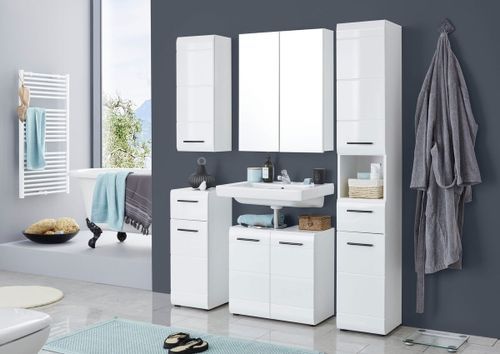 Armoire de toilette blanc brillant avec 2 portes miroir Kinzo 60 cm - Photo n°3; ?>