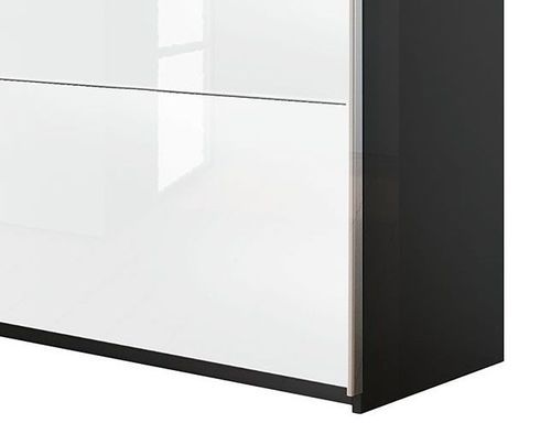 Armoire design 2 portes coulissantes verre teinté blanc et miroir et gris anthracite Luxia - Photo n°3; ?>