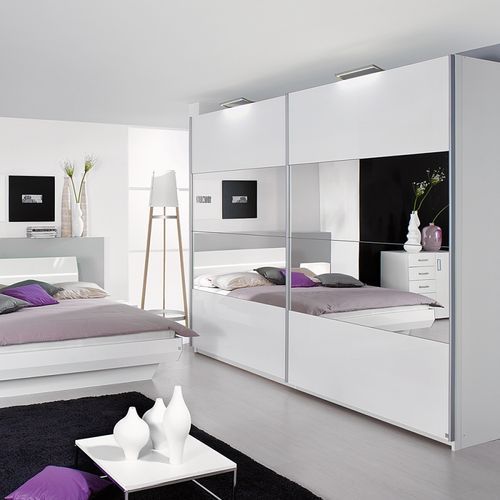 Armoire design Blanche avec Miroir Glossy - Photo n°2; ?>