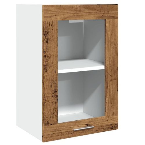 Armoire en verre suspendue vieux bois 40x31x60 cm - Photo n°2; ?>