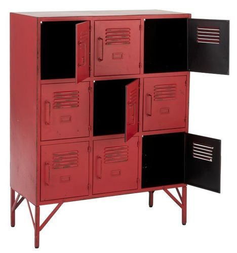 Armoire industrielle 9 tiroirs métal rouge Viho L 86 cm - Photo n°2; ?>