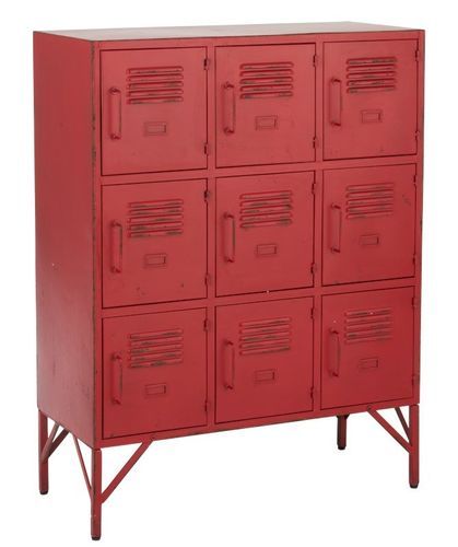 Armoire industrielle 9 tiroirs métal rouge Viho L 86 cm - Photo n°3; ?>
