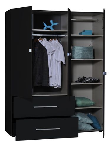 Armoire laquée noir 3 portes Best - Photo n°3; ?>