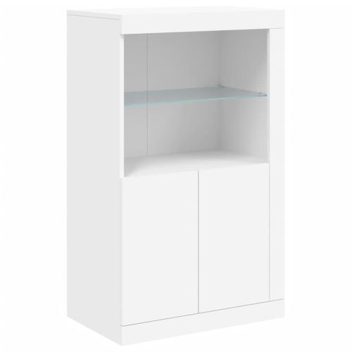 Armoire latérale avec éclairage LED blanc bois d'ingénierie - Photo n°3; ?>