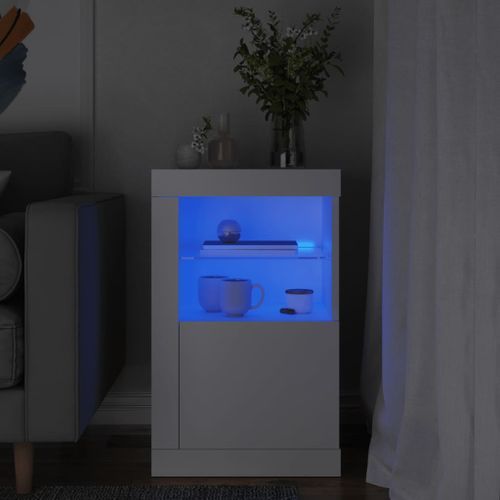 Armoire latérale avec éclairage LED blanc bois d'ingénierie - Photo n°2; ?>