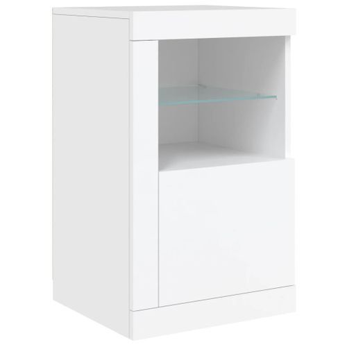 Armoire latérale avec éclairage LED blanc bois d'ingénierie - Photo n°3; ?>