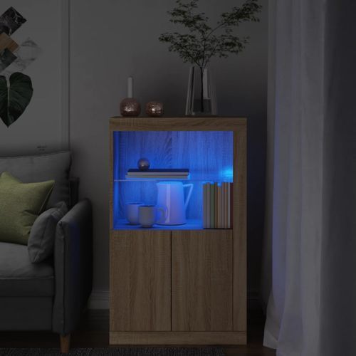 Armoire latérale avec lumières LED chêne sonoma - Photo n°2; ?>