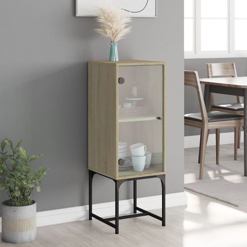 Armoire latérale avec porte en verre chêne sonoma 35x37x100 cm - Photo n°3; ?>