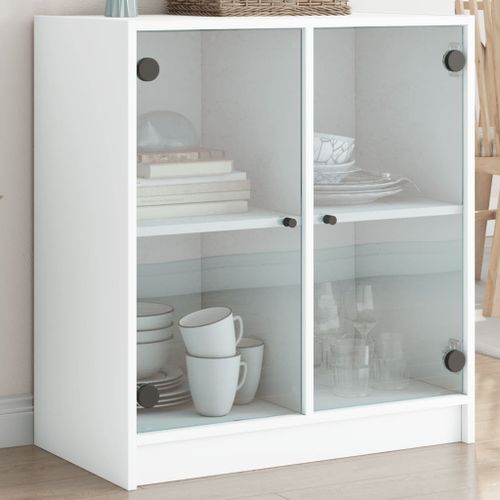 Armoire latérale avec portes en verre blanc 68x37x75,5 cm - Photo n°2; ?>