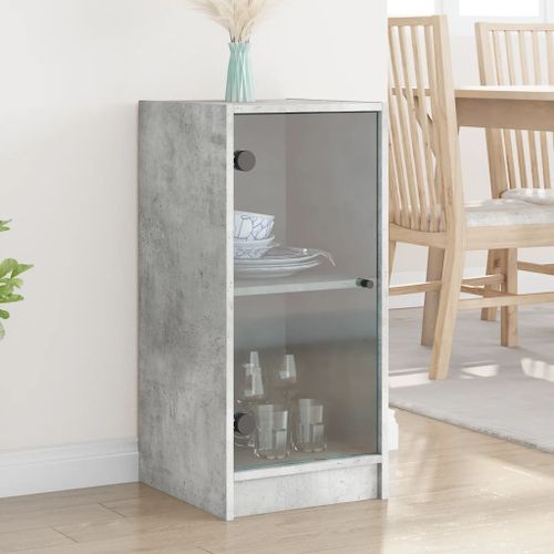 Armoire latérale avec portes en verre gris béton 35x37x75,5 cm - Photo n°2; ?>