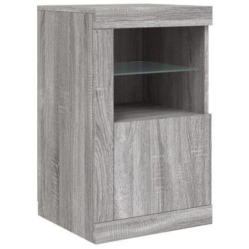 Armoire latérale et lumières LED sonoma gris bois d'ingénierie - Photo n°3; ?>