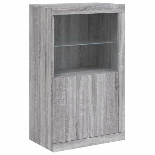 Armoire latérale et lumières LED sonoma gris bois d'ingénierie - Photo n°3; ?>