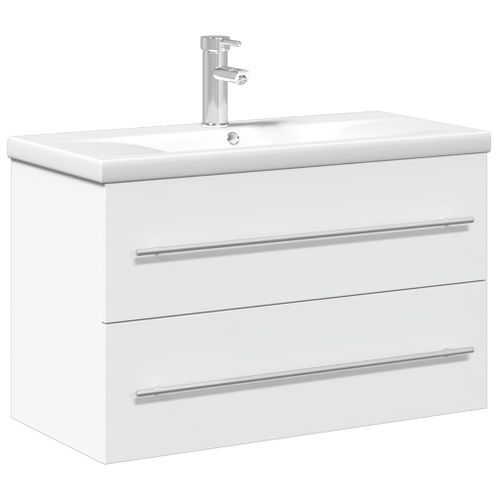 Armoire lavabo de salle de bain avec bassin intégré blanc - Photo n°2; ?>