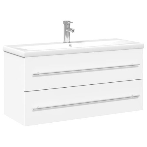 Armoire lavabo de salle de bain avec bassin intégré blanc - Photo n°2; ?>