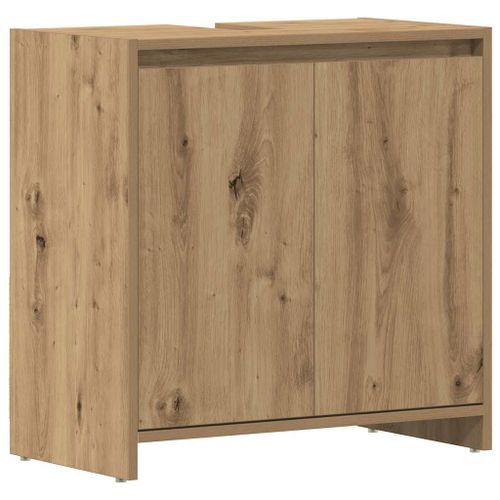 Armoire lavabo de salle de bain chêne artisanal 60x33x60 cm - Photo n°2; ?>