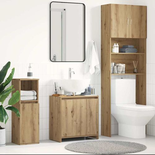 Armoire lavabo de salle de bain chêne artisanal 60x33x60 cm - Photo n°3; ?>