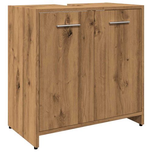 Armoire lavabo de salle de bain chêne artisanal 60x33x60 cm - Photo n°2; ?>