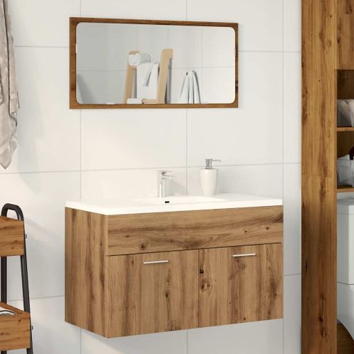 Armoire lavabo de salle de bain chêne artisanal bois ingénierie - Photo n°3; ?>