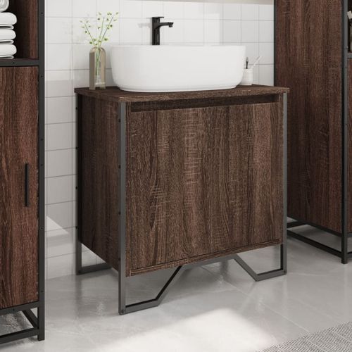 Armoire lavabo de salle de bain chêne marron 60x35x60 cm - Photo n°3; ?>