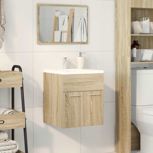 Armoire lavabo de salle de bain chêne sonoma 41x38,5x46 cm - Photo n°3; ?>