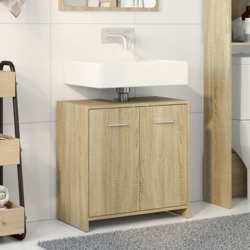 Armoire lavabo de salle de bain chêne sonoma 60x33x60 cm - Photo n°3; ?>