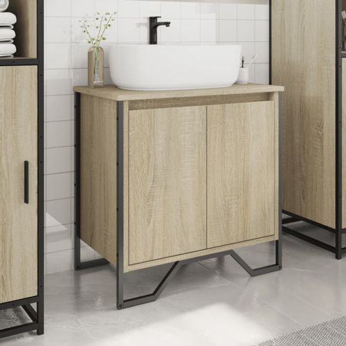 Armoire lavabo de salle de bain chêne sonoma 60x35x60 cm - Photo n°3; ?>