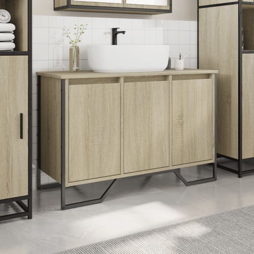 Armoire lavabo de salle de bain chêne sonoma 91x35x60 cm - Photo n°3; ?>